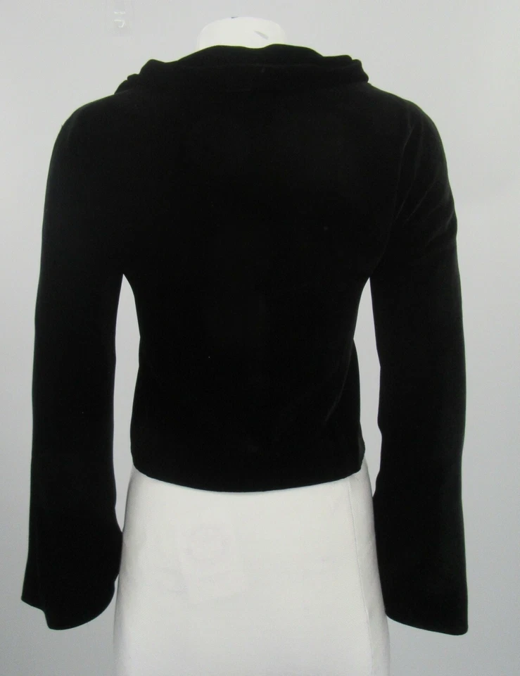 Alberta Ferretti 黑色天鹅绒西装外套上衣喇叭袖扣领带领 尺寸 6/S — 第 3/4 张图片