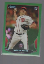 NATHAN KARNS 2013 BOWMAN CHROME DRAFT  GREEN REFRACTOR  ROOKIE CARD #3  /75