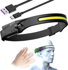 Potente Torcia Frontale LED Ricaricabile USB Type C Lampada Testa Luce Notturna