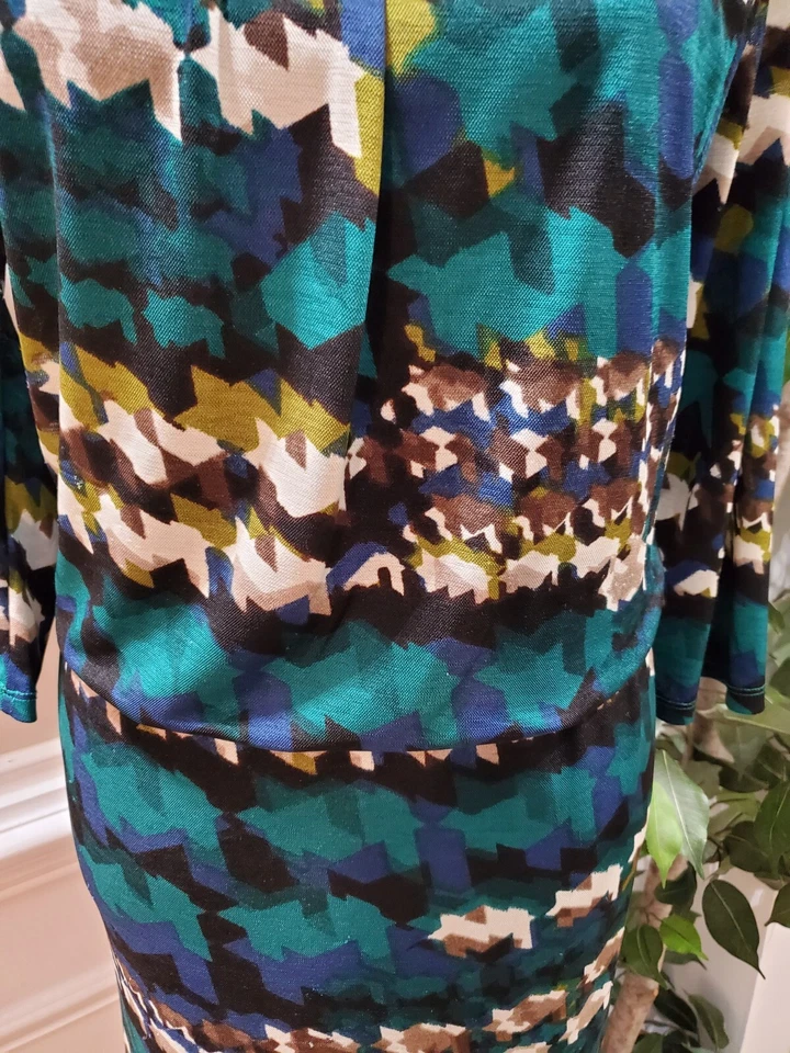 Tiana B. Vestido para mujer multicolor algodón poliéster manga larga hasta la rodilla talla 12 Foto 3 de 4