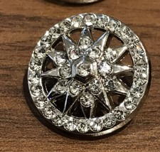 20mm BUTTONS /BRIDAL DRESSES/CLEAR FAUX STONE SILVER  FANCY BUTTONS 4Pcs Coat
