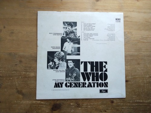The Who My Generation Very Good Vinyl LP Record Album V2179 1980's Reissue - Picture 2 of 4