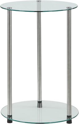 Classic Glass 2-Tier Round Table, 15.75(L) x 15.75(W) x 24.41
