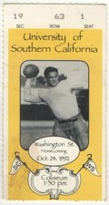 Boleto de fútbol americano 1992 USC Trojans vs Washington State Cougars mancha 24/10/92