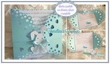 INVITI BATTESIMO POCHETTE CONIGLIETTO- bomboniera -menu' - Personalizzabile
