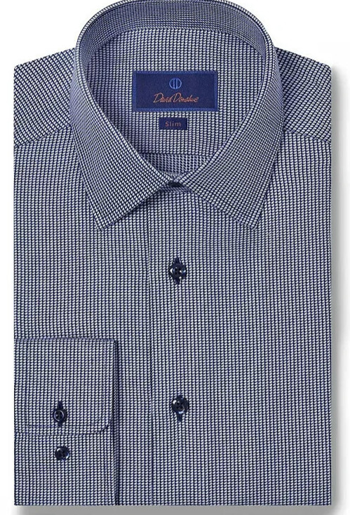 $155 Мужская рубашка David Donahue с отделкой по фигуре, темно-синий, 15x32/33