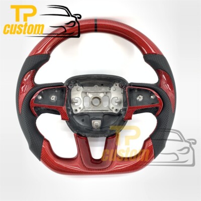 Fit for Dodge Challenger Charger SRT  2015-2021 Red Carbon Fiber Steering Wheel