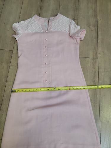 Vintage 60s R&K Original Pink Wool Blend Mod Go Go Knee Length Dress - Picture 14 of 17