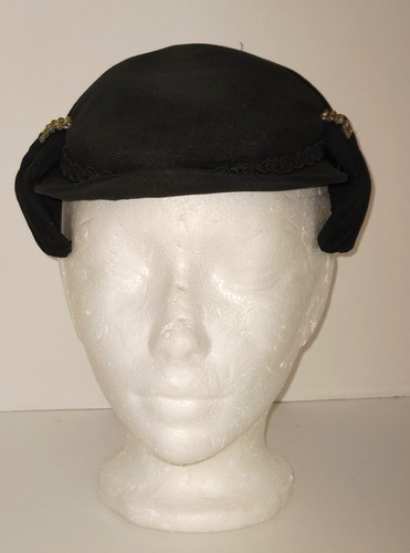 Vintage 1940's Juliet Fascinator Cap Hat Black Capulet Cocktail Rhinestones Art - Picture 2 of 15