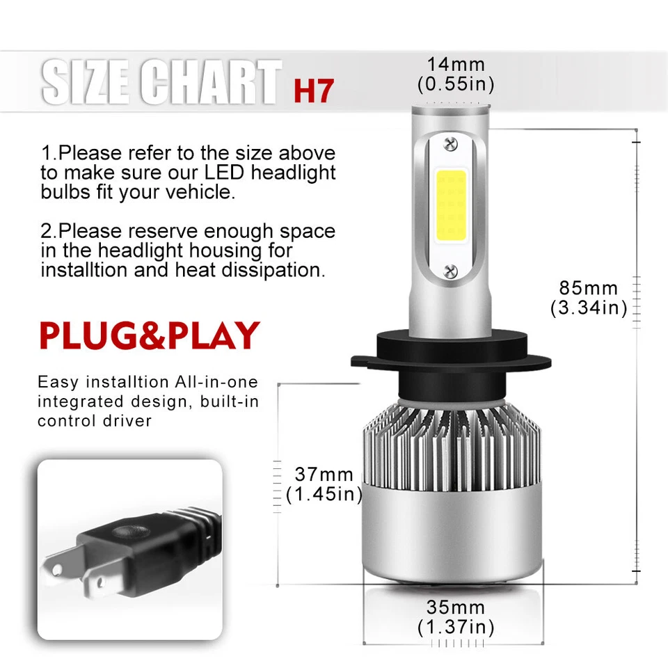 Kit de 4 bombillas LED de haz alto bajo para Mercedes-Benz C230 2002-2006 2007 Foto 3 de 4