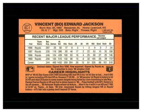 BO JACKSON YOU U PICK COLLECTION .99 UNLIMITED SHIPPING HIGH GRADE CARDS ROOKIES - 第 85/105 張圖片