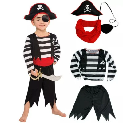 Kids Pirate Costume Boys Caribbean Book Week Day Fancy Dress Outfit Halloween