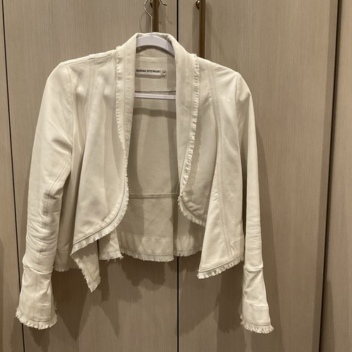 Sarah Stewart White Leather Jacket S