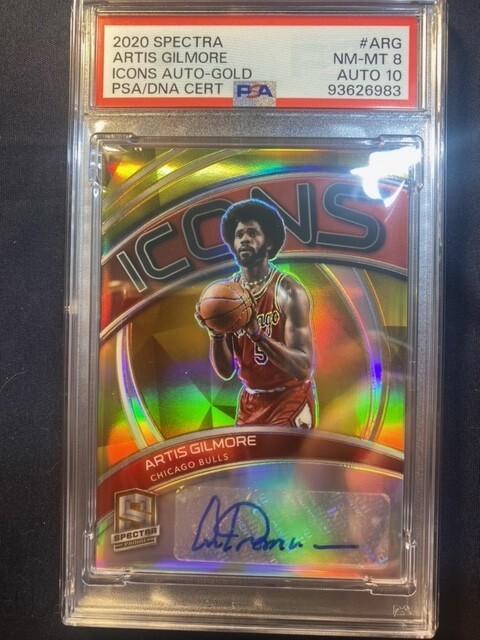 Artis Gilmore Chicago Bulls 2020 Spectra Icons Gold #3/10 Auto PSA 10 Card PSA 8 