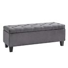 42" Lift Top Storage Ottoman Tufted Fabric Shoe Bench Footrest Stool Seat