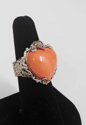 Michael Valitutti NH Coral Coral Heart .925 Ring sz 6.75