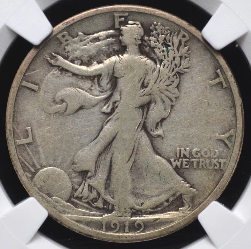 1919 WALKING LIBERTY HALF DOLLAR NGC F 12 LIGHT AND NATURAL COINSILVER GREY AND
