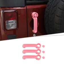 Pink Exterior Door Handle Tailgate Cover Trim Decor For Jeep Wrangler JK 2007-17