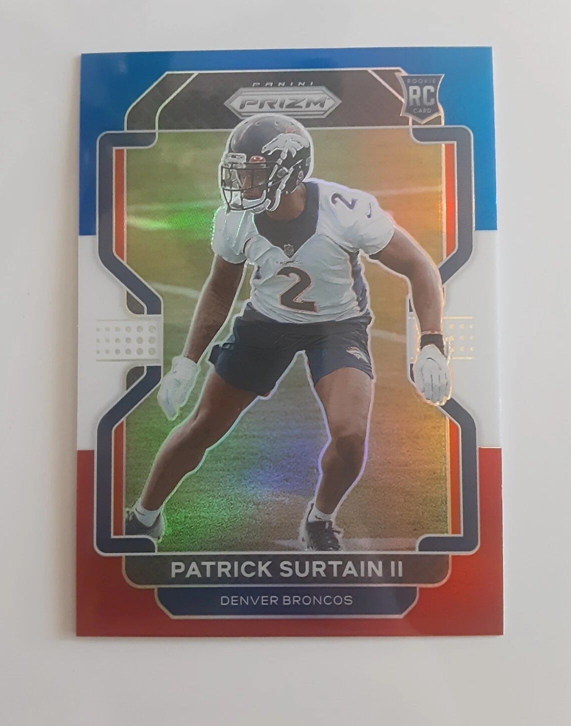 Patrick Surtain 2021-22 Panini Prizm Red White & Blue RC Prizm #374 Broncos