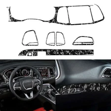9Pcs Forged Carbon Fiber Center Console Dashbaord Cover For Dodge Challenger 15+
