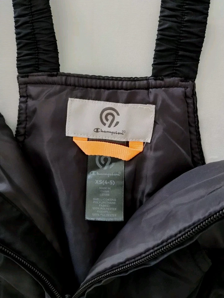 Champion Kids Black Ski Bib Trousers Sz 4-5 Extra Small/XS Waterproof Snow Pants - Image 3 of 4