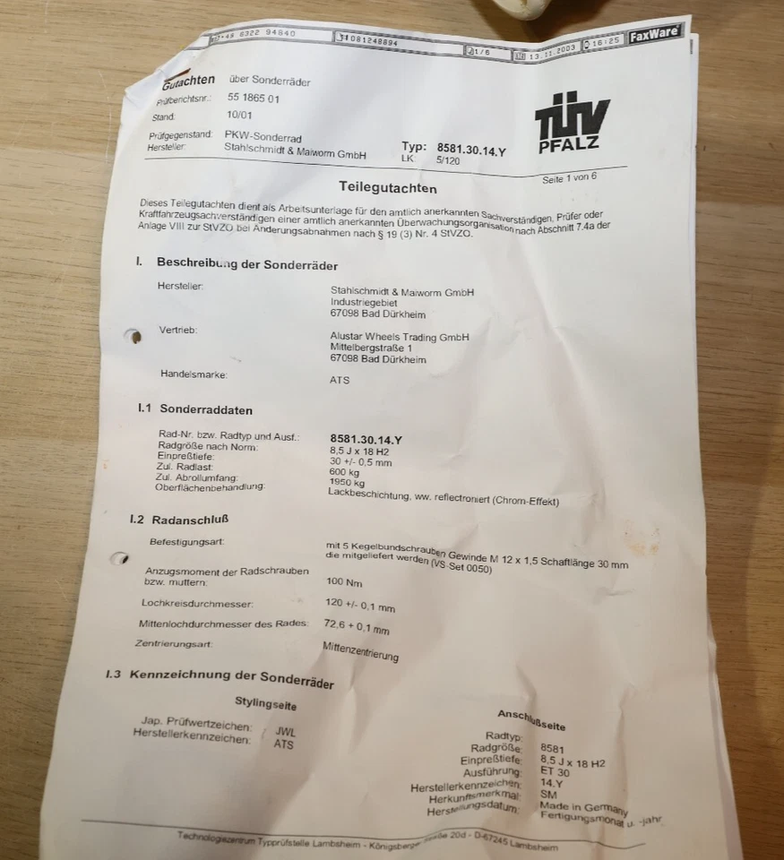 BMW Z3, E36 Cabrio 2x ATS Apollo Alu-Felgen 8,5Jx 18, NEU, 8581.30.14Y - Bild 2 von 4