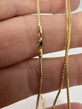 9ct Yellow Gold Diamond Edge Square Franco 1.2mm 18" / 45cm Neck Chain (085B)