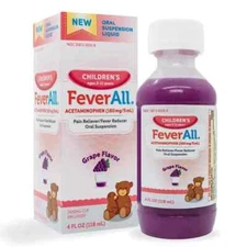 TWO!!! Feverall Liquid Oral Children Fever Reducer/Pain Reliver 4 oz