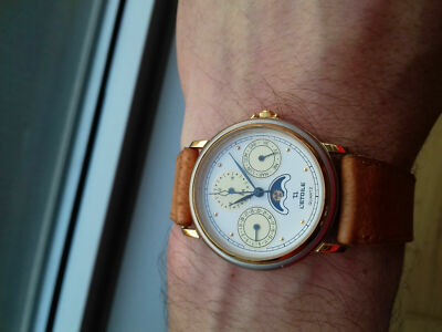 Létoile 33384/3 MOON-SUN PHASE DAY DATE WATCH SWISS MADE NOS MONTRE UHR OROLOGIO