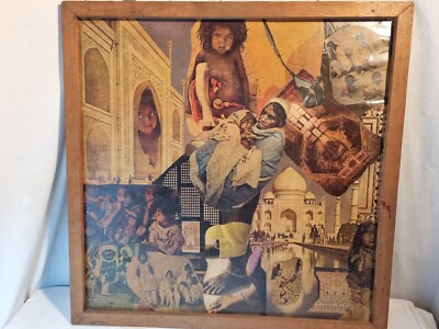''Contrast'' a Collage of Scrape Book Pictures of Life in India 24'' x 24''