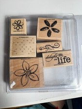 stampin up wooden rubber stamp set unknown title 6 in set BARGAIN
