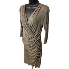 Khaki Green Faux Wrap Bodycon Dress