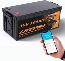 36V 105Ah Golf Cart LiFePO4 Lithium Battery, 200A Bluetooth BMS