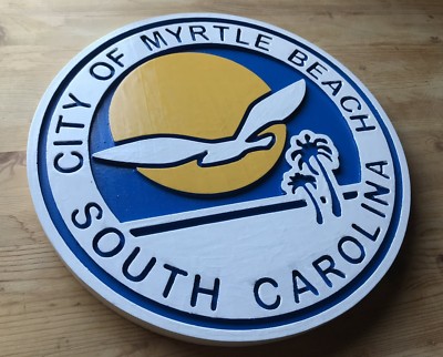 Myrtle Beach Seal 3D routed Beach tiki bar wood plaque sign Seal Custom carved
