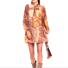 NEW DIVINE HERITAGE Small Revolve Paisley Orchid Mini Dress