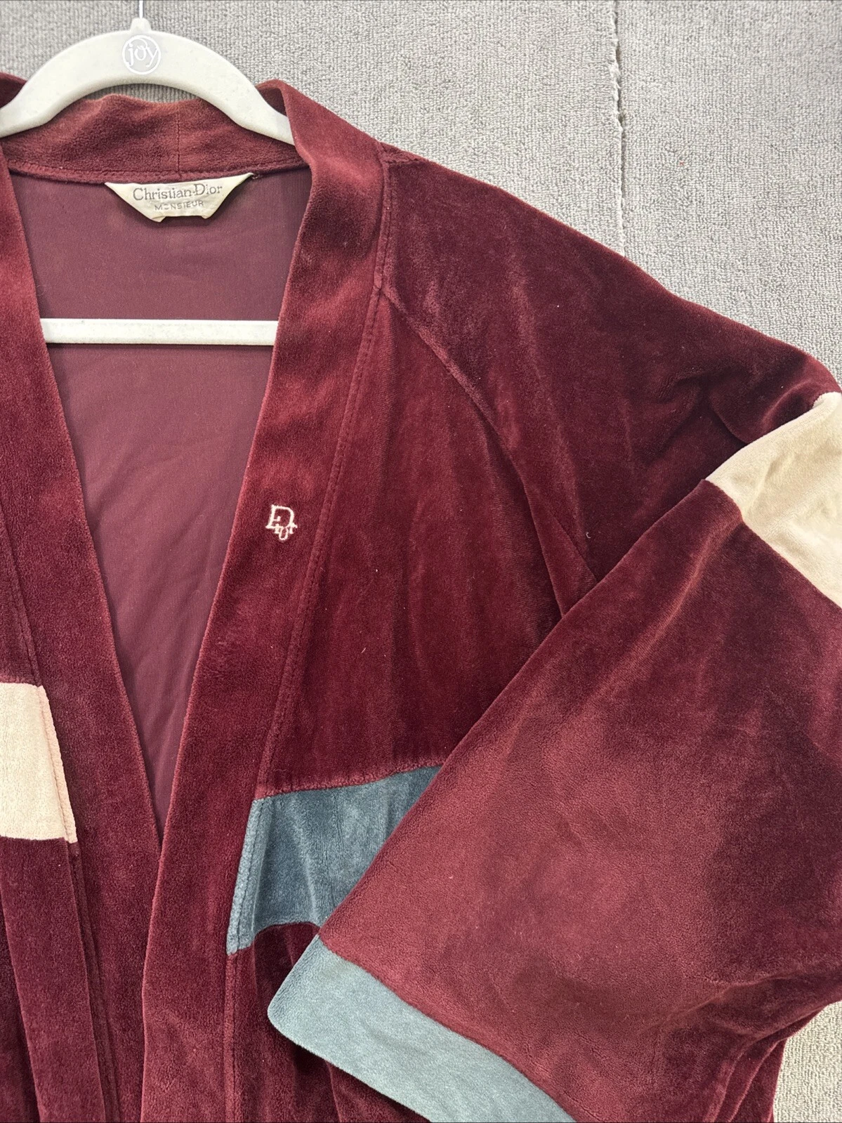 Veste fumeur homme Christian Dior velours OS robe brodée logo vintage