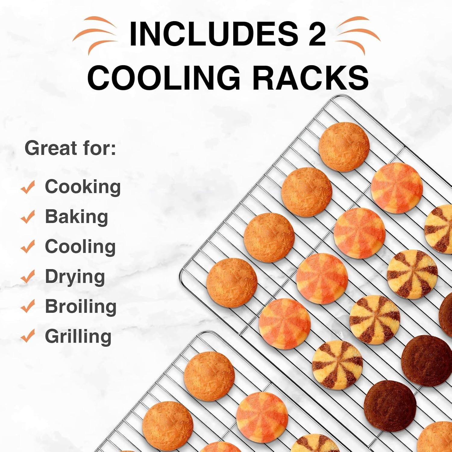 Cooling Baking Rack Stainless Steel 2Pk Heavy Duty Rectangle Cooling ...