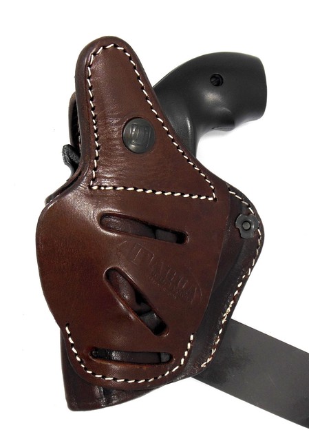 TAGUA Leather Holster For Ruger SP101 3" Revolver - Right Hand Thumb Break Brown Holster