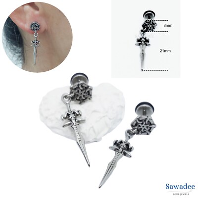 Epoch World 5 Paia Acciaio Inossidabile Orecchini Croce per Uomo Donna Orecchini Uomo Argento Oro Neri Pendenti Piercing 8MM