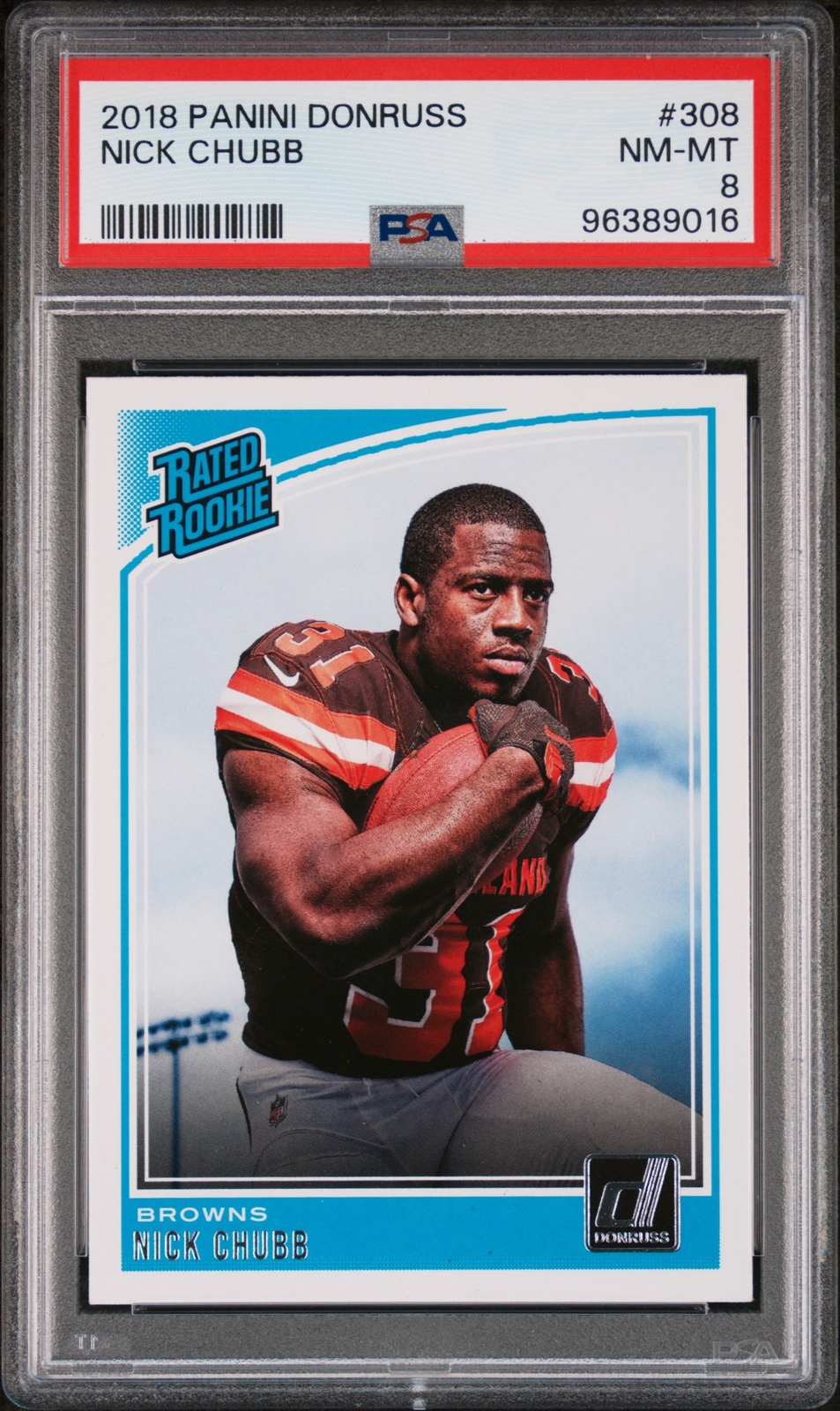 2018 Panini Donruss #308 Nick Chubb PSA 8