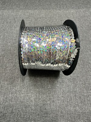 2x 30 Yards flacher Paillettenstreifen,6mm Spangle-Pailletten-Spulenrolle.