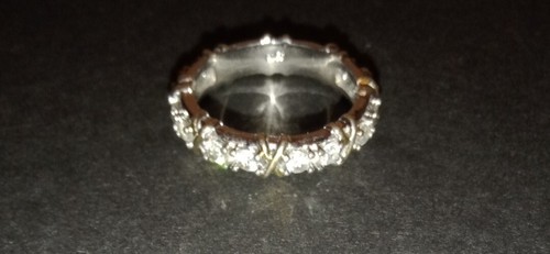 925 Sterling Silver Ring. Size 8. 12 Cz Stones With Gold Accents. - Picture 3 of 10