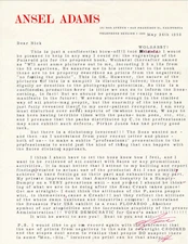 Ansel Adams Letter from 1958 ✨Autograph ​Signed Polaroid Camera Prints Politics