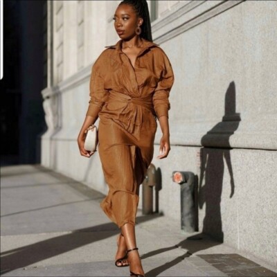 caramel brown dress Caramel Wrapped Up In satin Dress | Dress main image 0