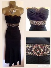 W ONCE! KAREN MILLEN Black Fitted Wiggle Fish Tail Evening Party Dress UK S 8/6