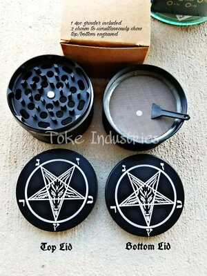 TOKE INDUSTRIES Pentagram Baphomet Goat Head Pagan Lucifer Grinder For Cooking Herb Spices 63mm