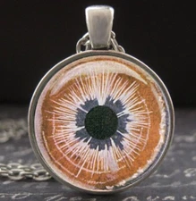 Vintage Iridiagnosis Analysis Chart Eye Iris Magnifying Glass Iridology Necklace