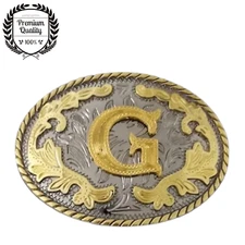 Golden Letter G Belt Buckle Metal Zinc Alloy Vintage Cowboy Western Retro
