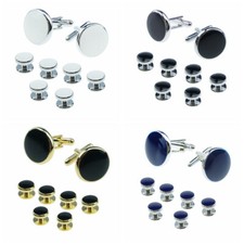 8PCS Men's Cufflinks Set Button Studs Round Formal Dress Shirt Wedding Party
