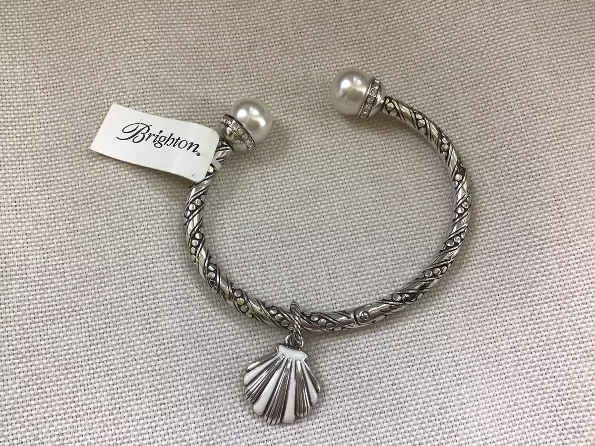 Brighton Elegy Pearl Bangle Charm Bracelet W Seashell Charm NWT eBay